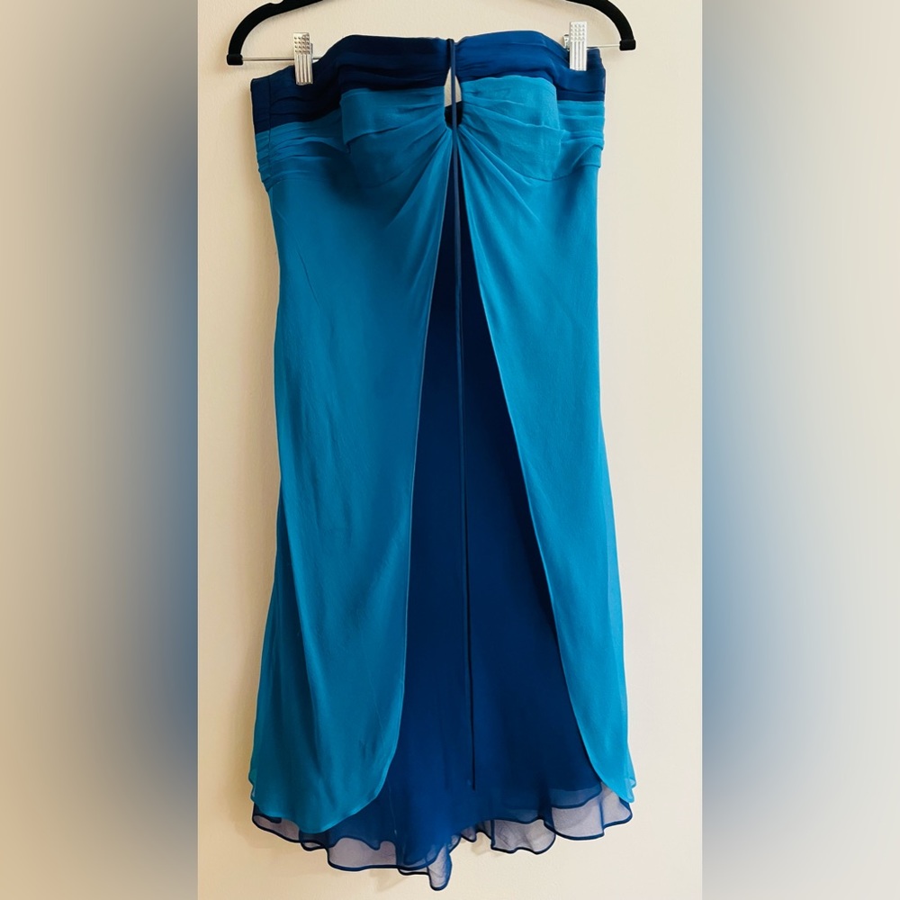 Strapless 100% silk 3-layered evening dress